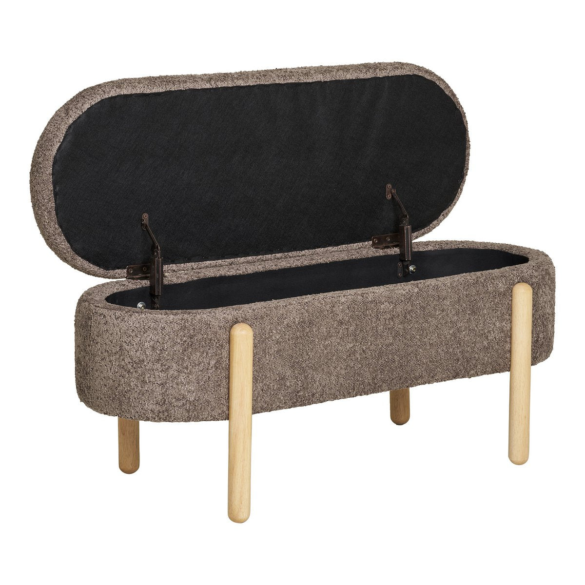 Branca Bank – Braun/Natur, Polyester/Schaum/Sperrholz, 98 x 41 x 48 cm