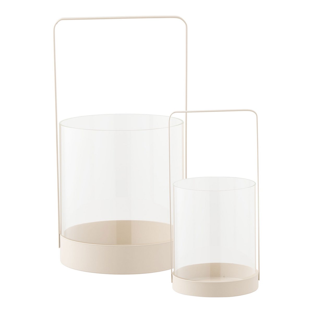 Kerzenhalter Hurricane, Glas/Metall, beige, 2er-Set
