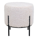 Alford Pouf - Künstliches Lammfell, Weiß - Ø35,5x37 cm