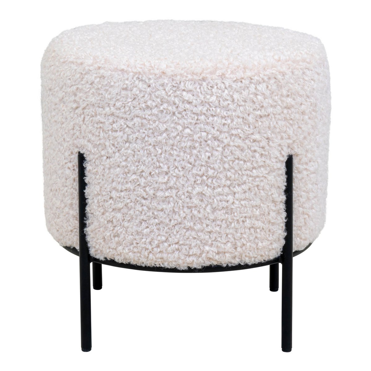 Alford Pouf - Künstliches Lammfell, Weiß - Ø35,5x37 cm