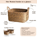 Extra großer Wäschereikorb - quadratischer Boho -Hamper - gewebter dekorativer Korb - Aufbewahrungskorb aus natürlicher Wasserhyazinthe (2 Größen) Mentari