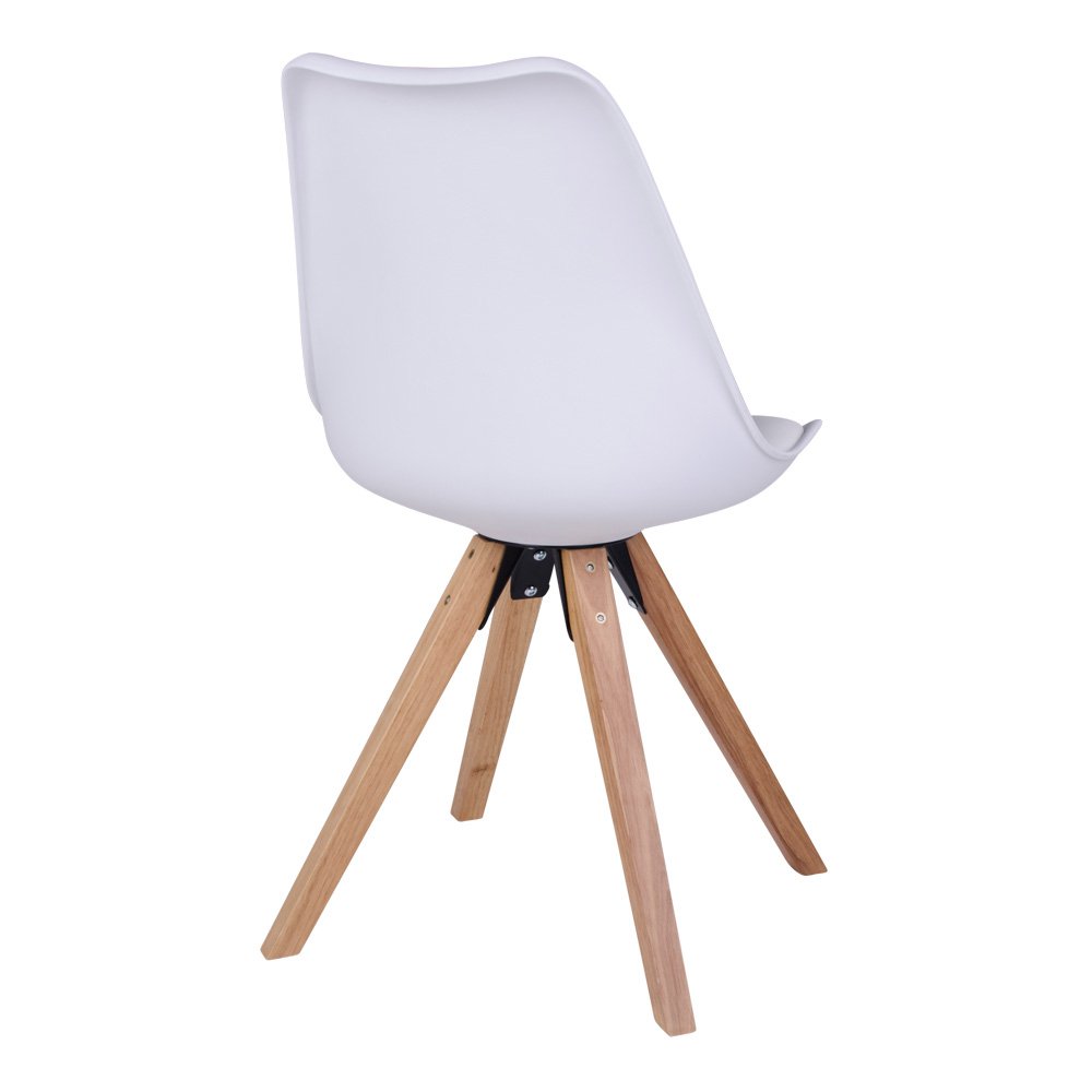 Bergen Esszimmerstuhl – PU-Leder, geformter Kunststoff, Gummibaumholz, Weiß – 2er-Set