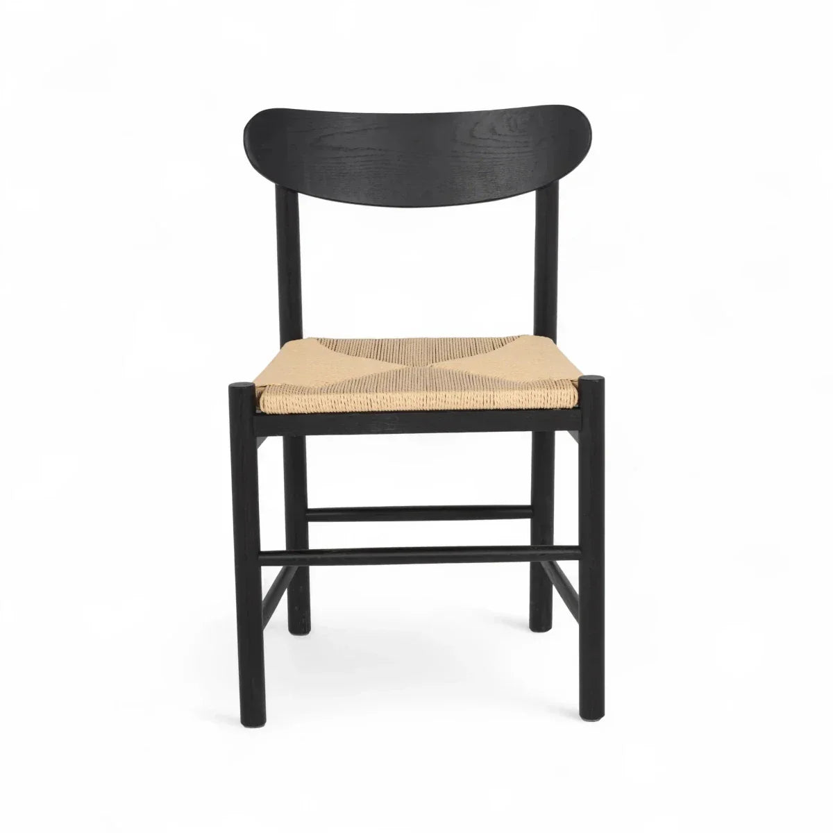 4er Set Esszimmerstühle Malou mit Geflechtsitz - Schwarz