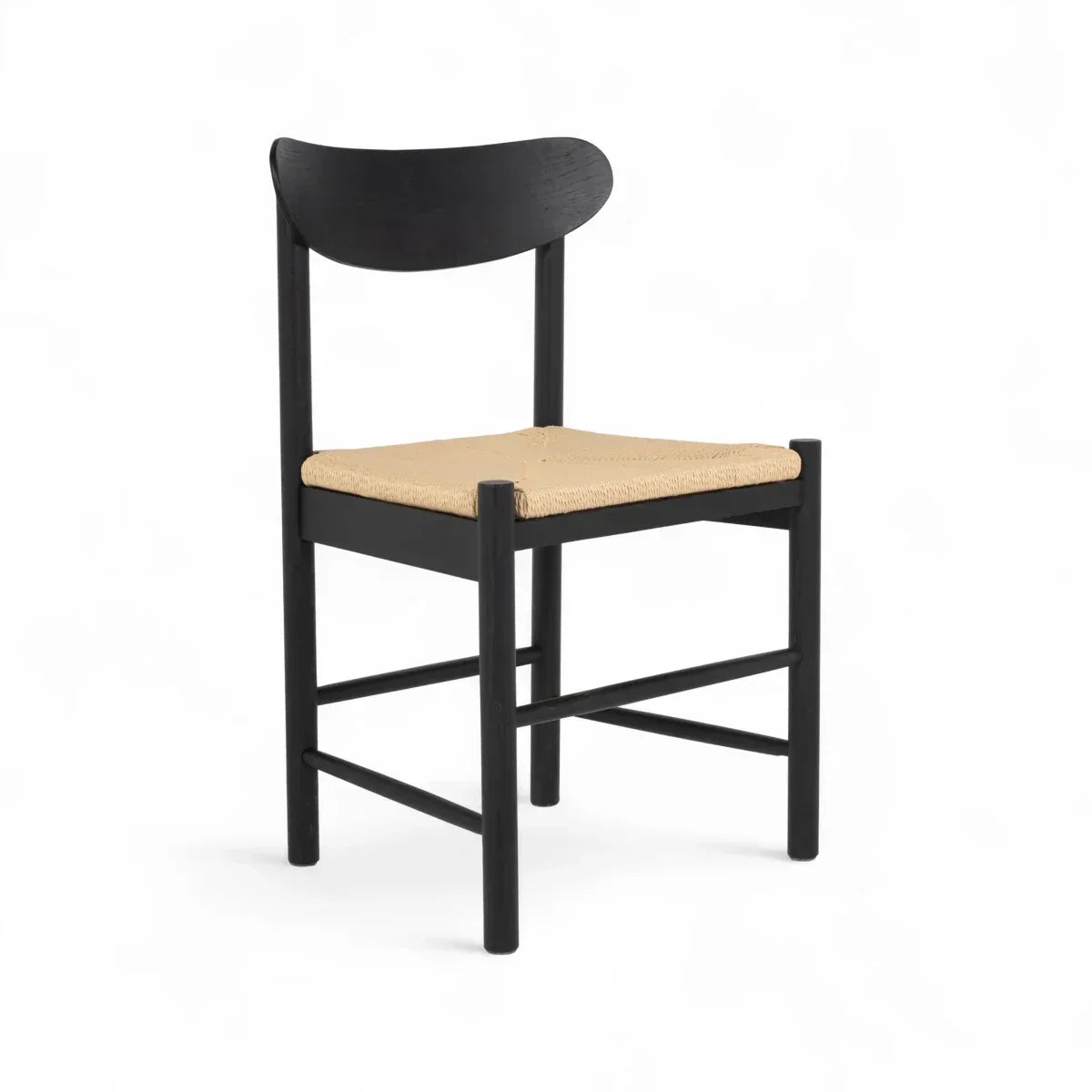 2er Set Esszimmerstühle Malou mit Geflechtsitz - Schwarz