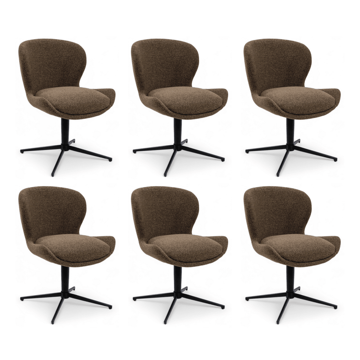 6er Set Esszimmerstühle Nicklas - Drehbar - Braun