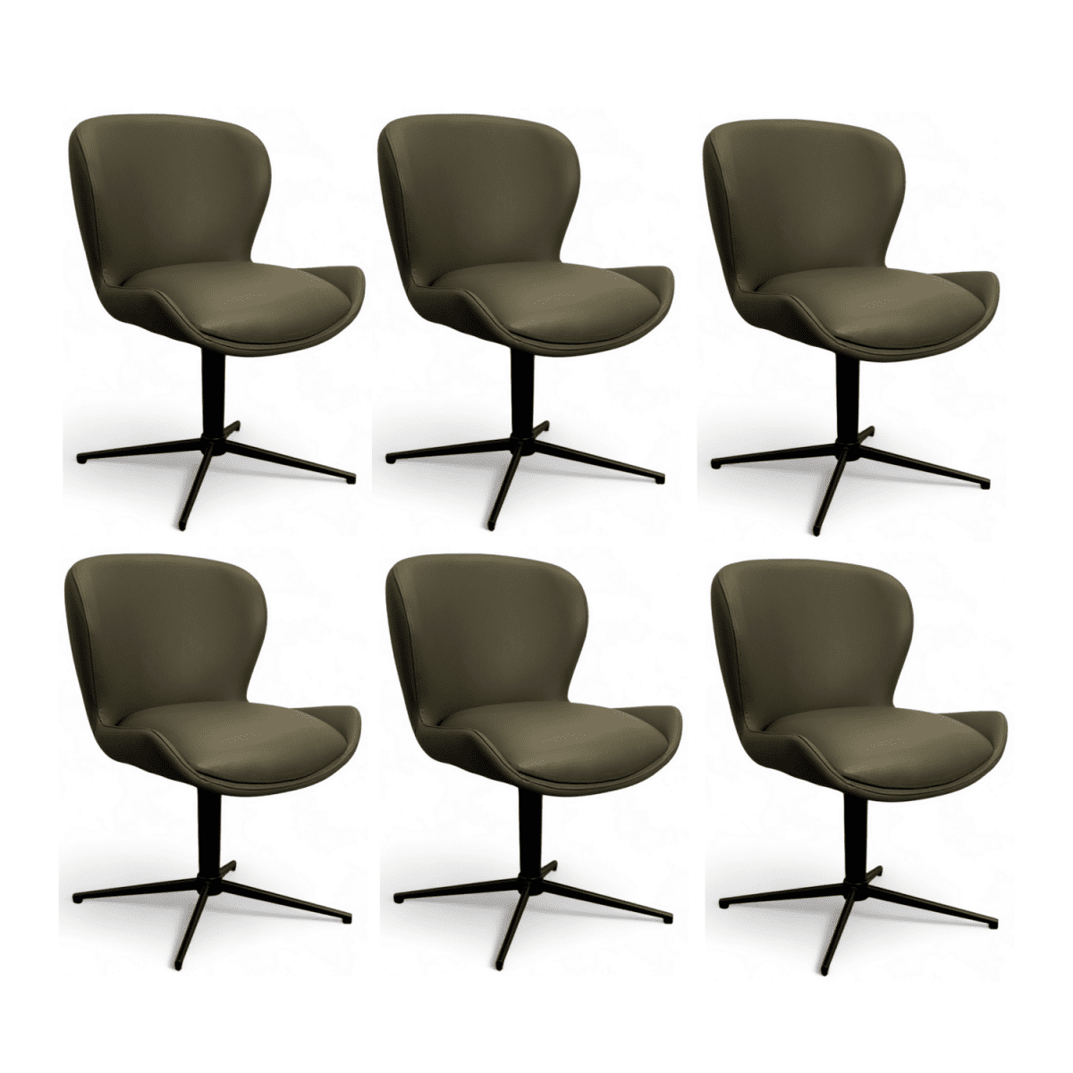 6er Set Esszimmerstühle Nicklas - Drehbar - Olivgrün