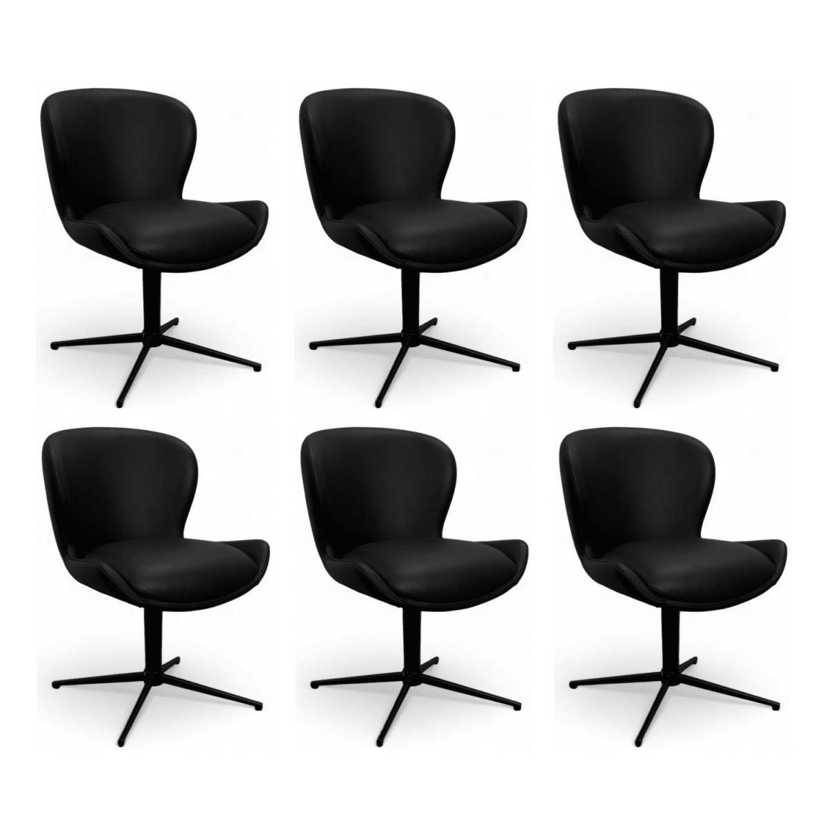 6er Set Esszimmerstühle Nicklas - Drehbar - Schwarz