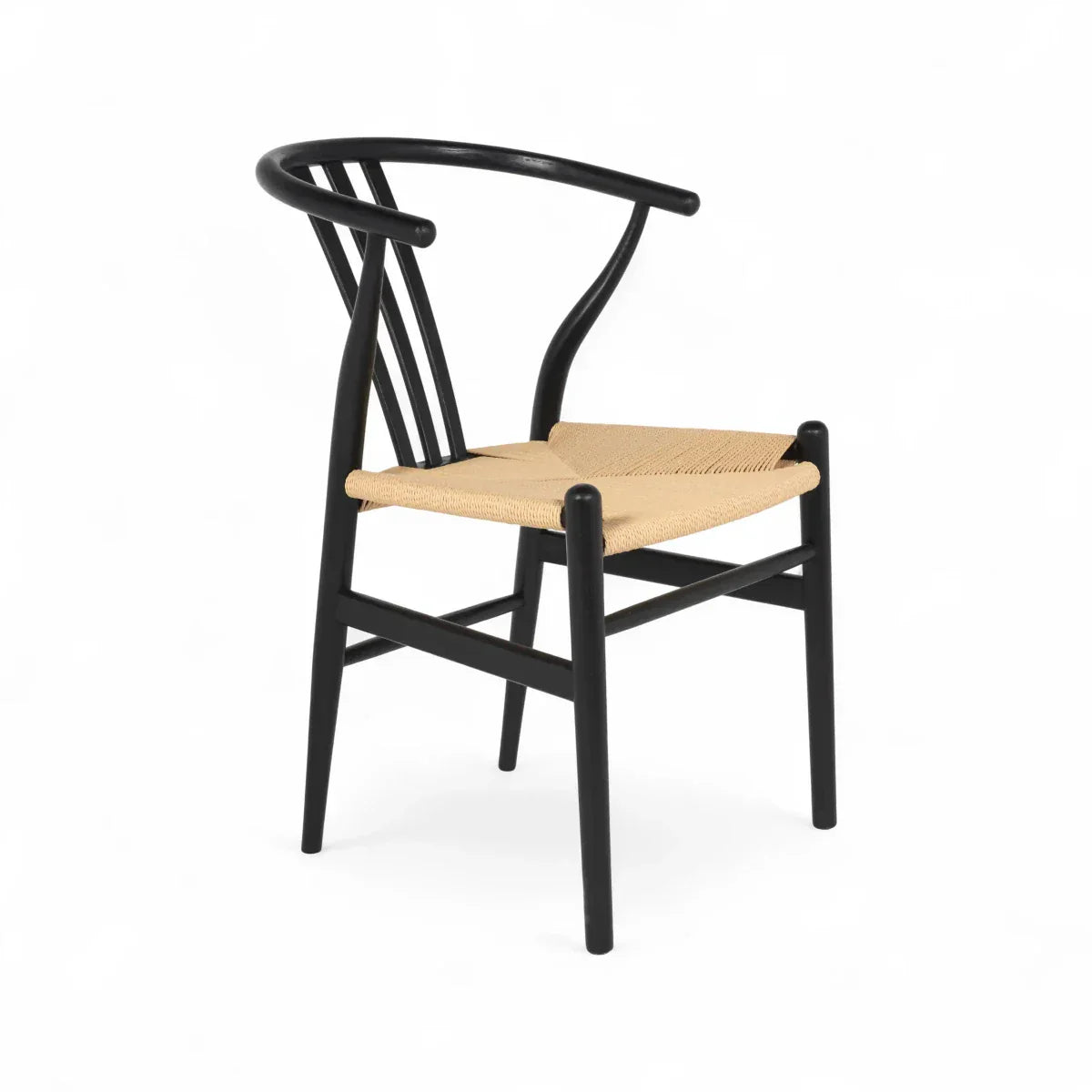 6er Set Esszimmerstühle Nikoline mit Geflechtsitz - Schwarz