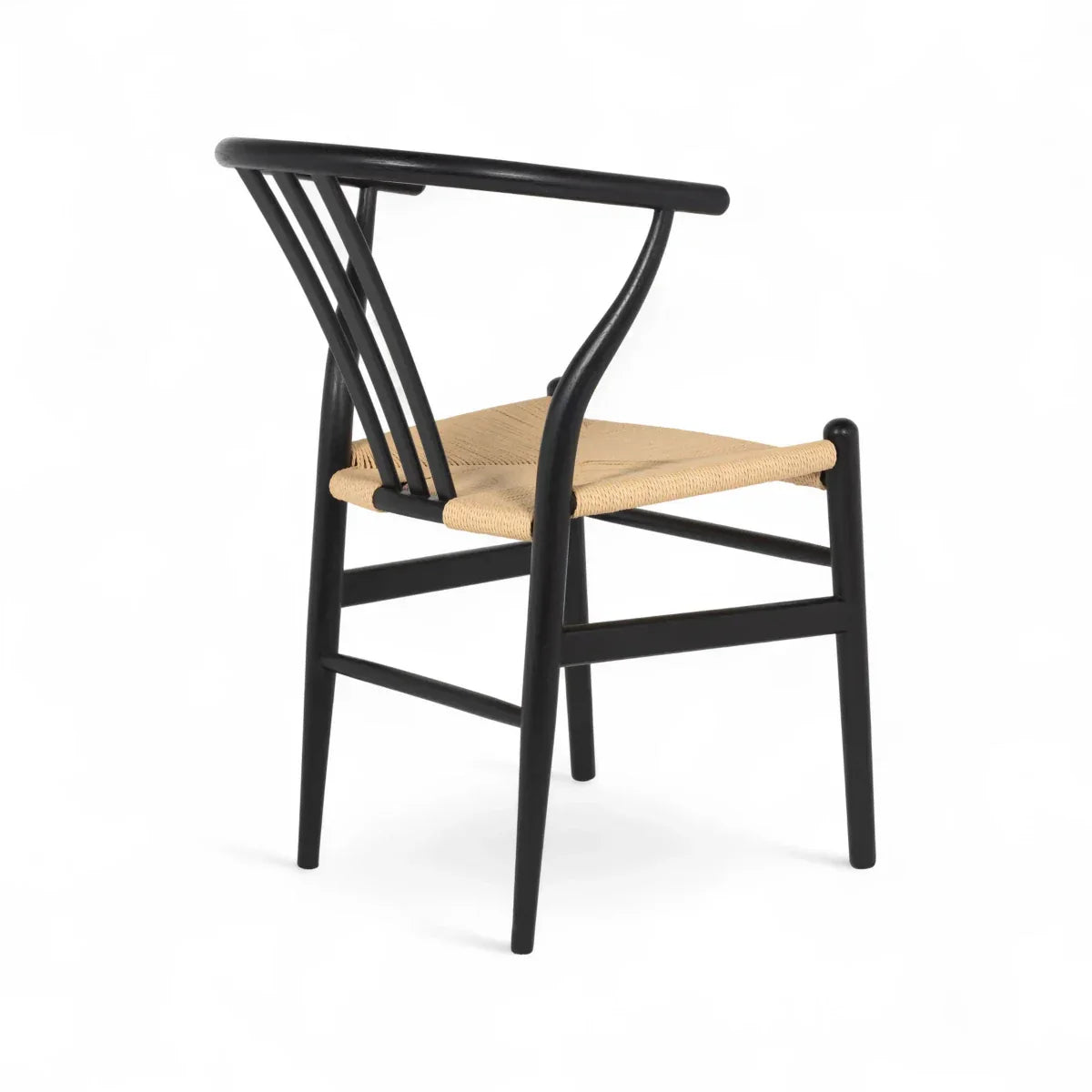 4er Set Esszimmerstühle Nikoline mit Geflechtsitz - Schwarz