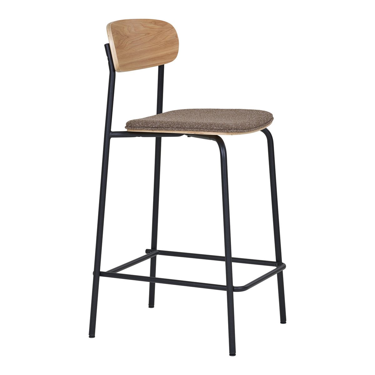 Estepona Counter Chair – Natur/Braun/Schwarz, Stahl, Polyester, Sperrholz, 49 x 42,5 x 95 cm – 2er-Set