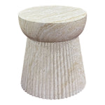 Bonn Side Table - Natural, Fiberclay mit Groove -Design, Ø37x43 cm