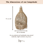 Deckenleuchte aus Seegras – Boho-Lampenschirm-Pendelleuchte – natürliche Hängelampe – großer trichterförmiger Lampenschirm aus Seegras LAMPUNG (Ø 40 cm)