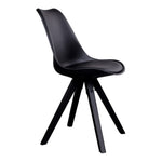 Bergen Esszimmerstuhl – PU-Leder, geformter Kunststoff, Gummibaumholz, Schwarz – 2er-Set