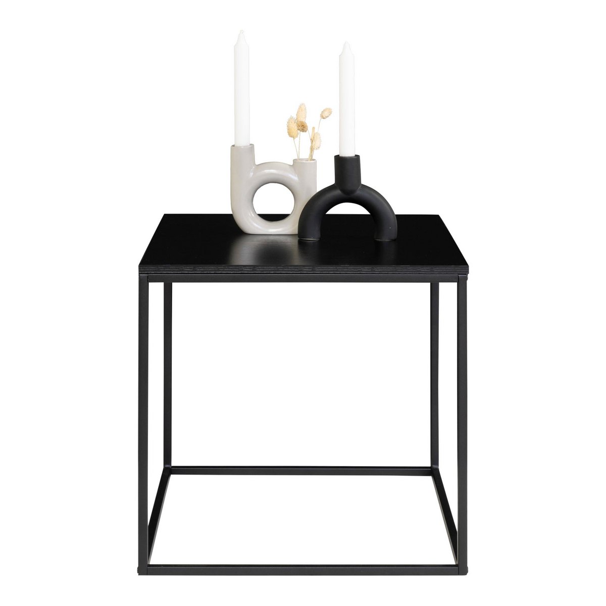 Vita Beistelltisch – Stahl, Spanplatte, Melaminfolie, Schwarz – 45 x 45 x 45 cm
