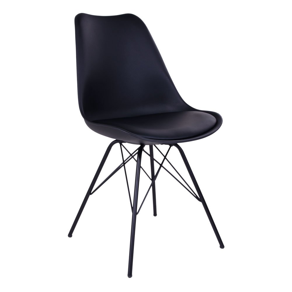 Oslo Esszimmerstuhl – PU-Leder, geformter Kunststoff, Metall, Schwarz – 2er-Set