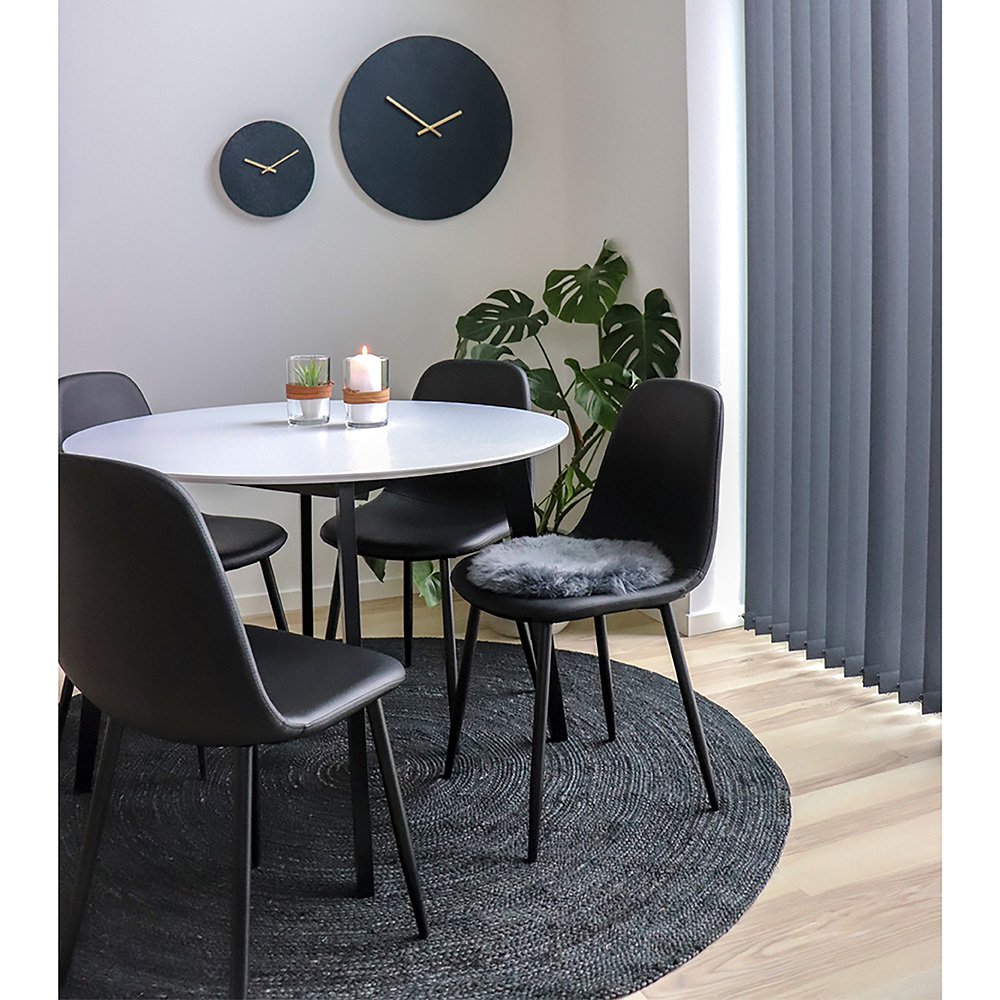 Stockholm Esszimmerstuhl – Schwarz, PU-Leder, schwarze Metallbeine – 2er-Set