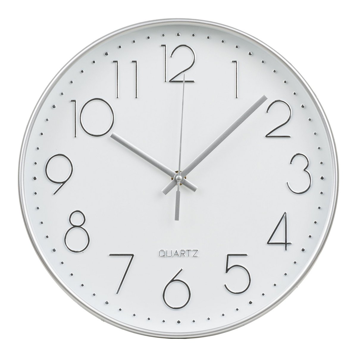 Lalibela Wanduhr, Silber, geräuschloses Uhrwerk, ø30 cm