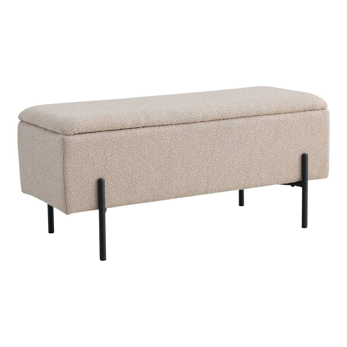 Watford Bank – Beige, Bouclé, mit Stauraum 95 x 36,5 x 43 cm