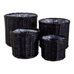 Bogor-Körbe – Schwarz, Kubu-Rattan/Kunststoff – 4er-Set