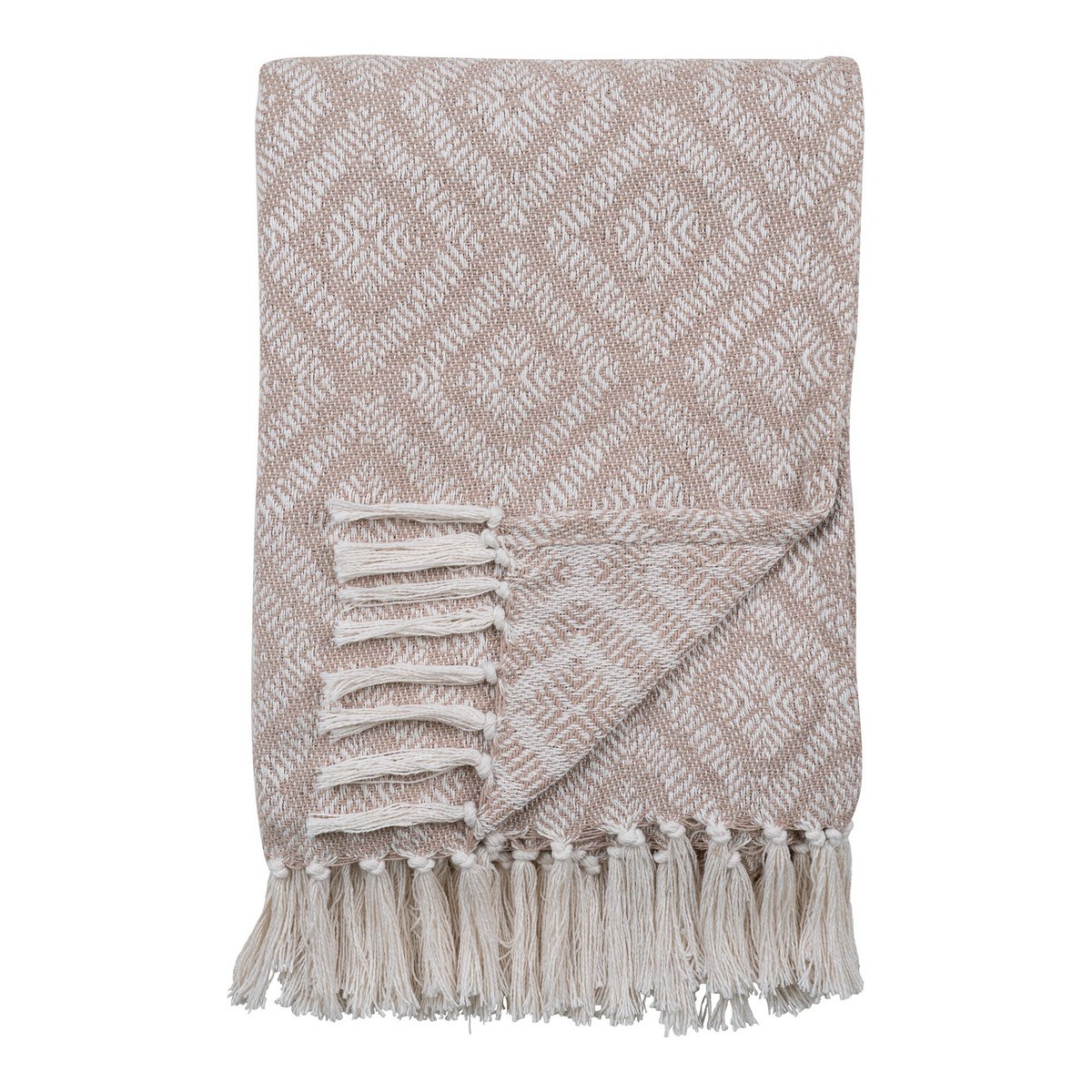 Cort Plaid – Elfenbein/Beige, 100 % recycelte Baumwolle, 130 x 160 cm