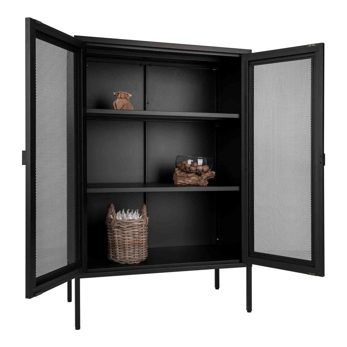 Melbourne Vitrine – Stahl, Schwarz – 80 x 40 x 120 cm