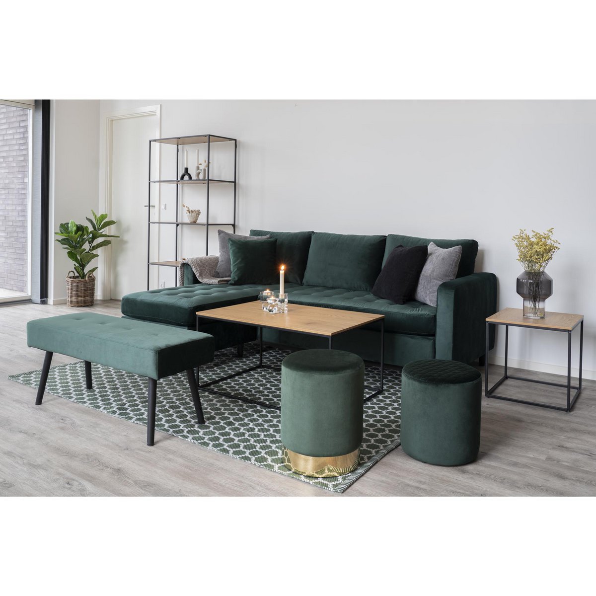 Vita Couchtisch - Eichenoptik, schwarz, 60x90x45cm