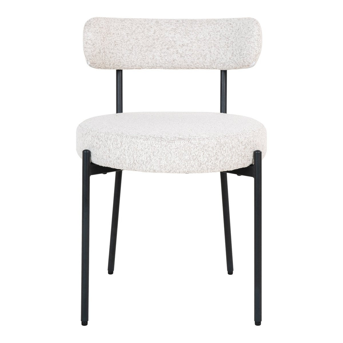 Badalona Esszimmerstuhl – Weißes Bouclé, schwarze Beine – 2er-Set