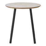 Aalst Beistelltisch - Stahl, MDF, Schwarz, Beige - Ø40x40 cm
