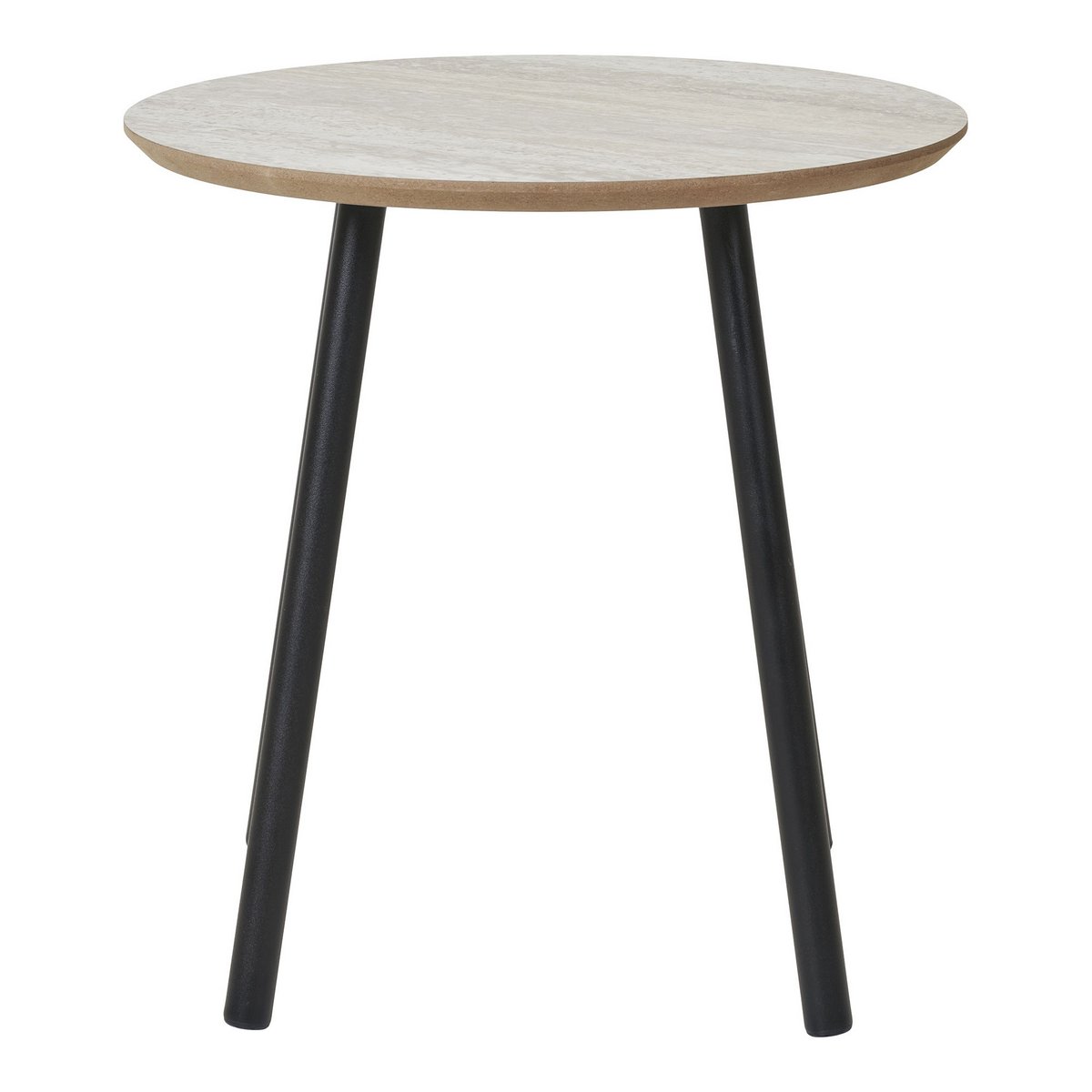 Aalst Beistelltisch - Stahl, MDF, Schwarz, Beige - Ø40x40 cm