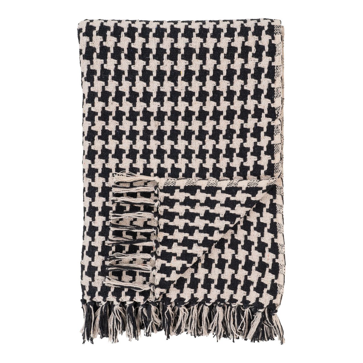 Seitenplaid - Plaid, schwarz/beige, Baumwolle, Polyester, 130x180 cm