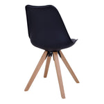 Bergen Esszimmerstuhl – PU-Leder, geformter Kunststoff, Gummibaumholz, Schwarz – 2er-Set