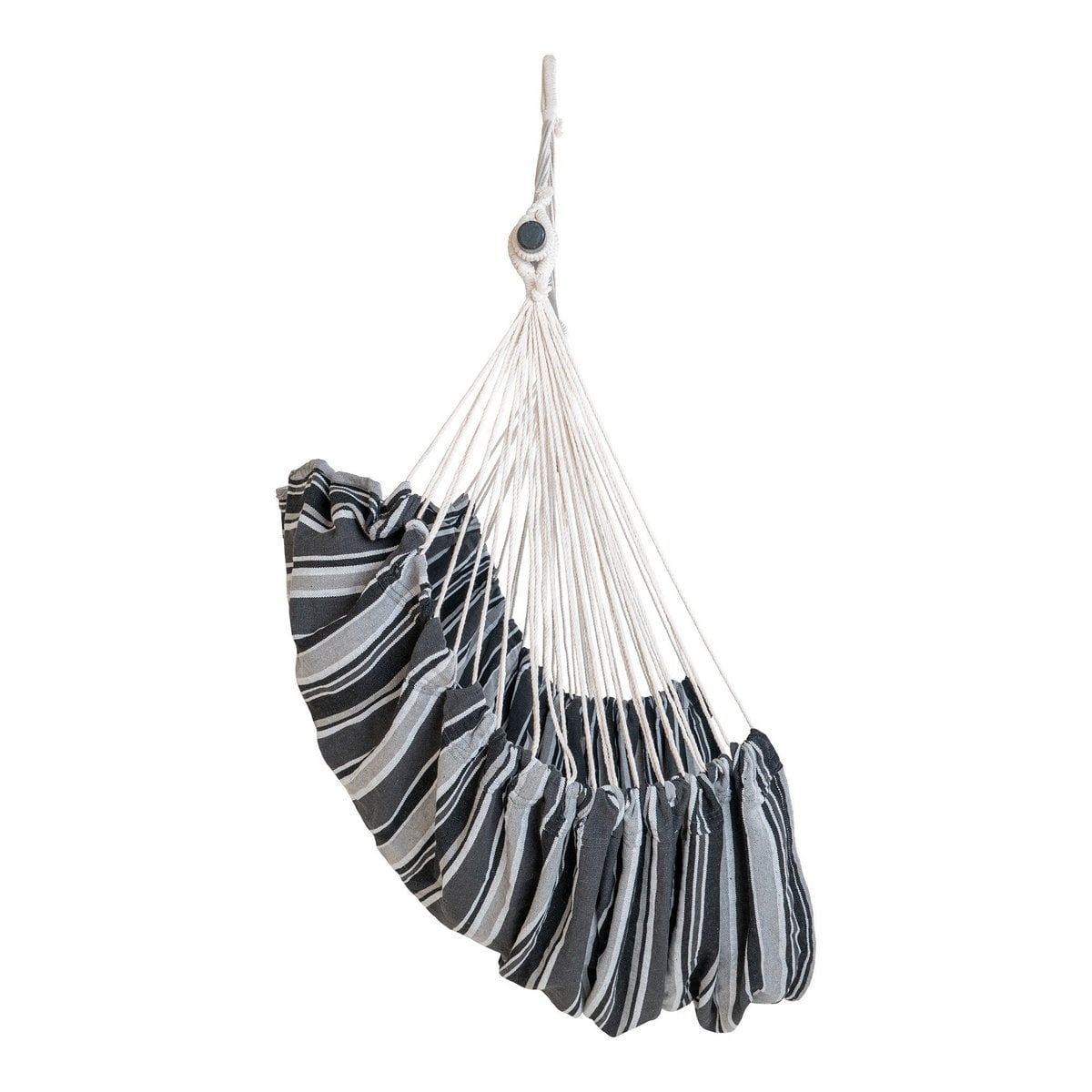 Lamia Hängemattenstuhl – Grau/Schwarz, 85 % Baumwolle, 15 % Polyester, Lärche