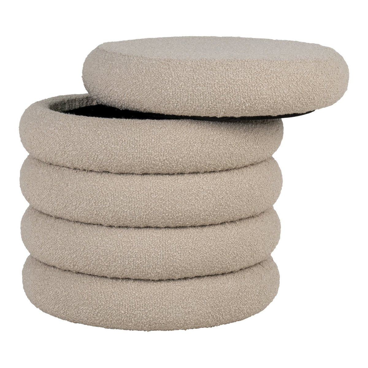 Brooklyn Pouf - MDF, Kiefernholz, Schaumstoff, Polyester, Beige - Ø44x44 cm