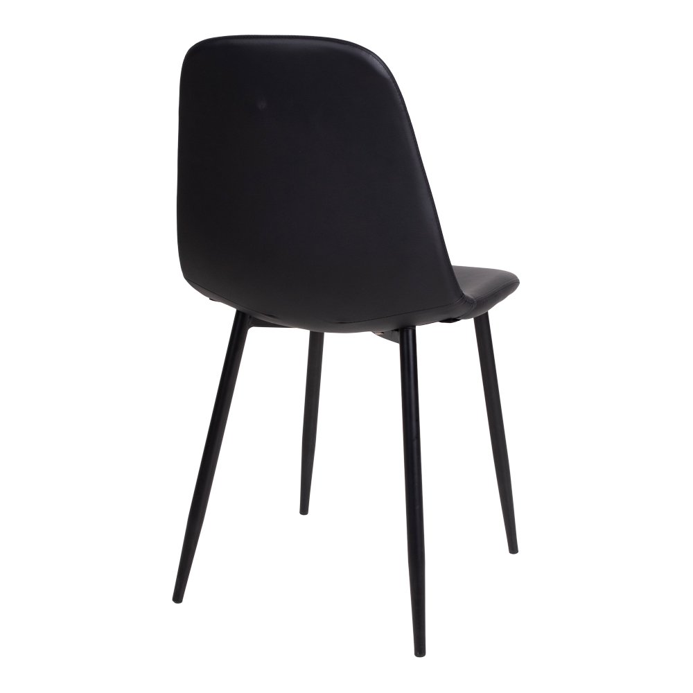 Stockholm Esszimmerstuhl – Schwarz, PU-Leder, schwarze Metallbeine – 2er-Set
