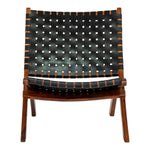 Perugia Klappstuhl – Teakholz, Leder, Schwarz – 66 x 74 x 73 cm