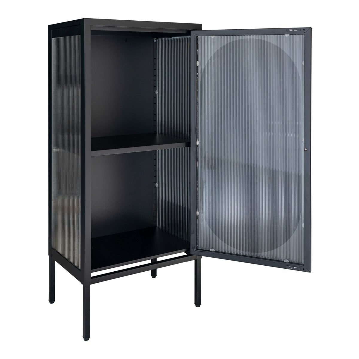 Adelaide Vitrine – Schwarz, Stahl/Glas, 50 x 35 x 110 cm