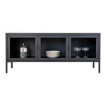 Brisbane TV-Bank - Schwarz, Stahl/Glas, 130x40x55 cm