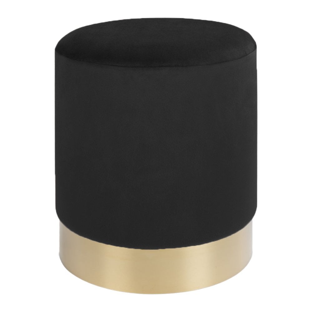 Gamby Pouf - Samt, Stahl, Schwarz - Ø34x43 cm