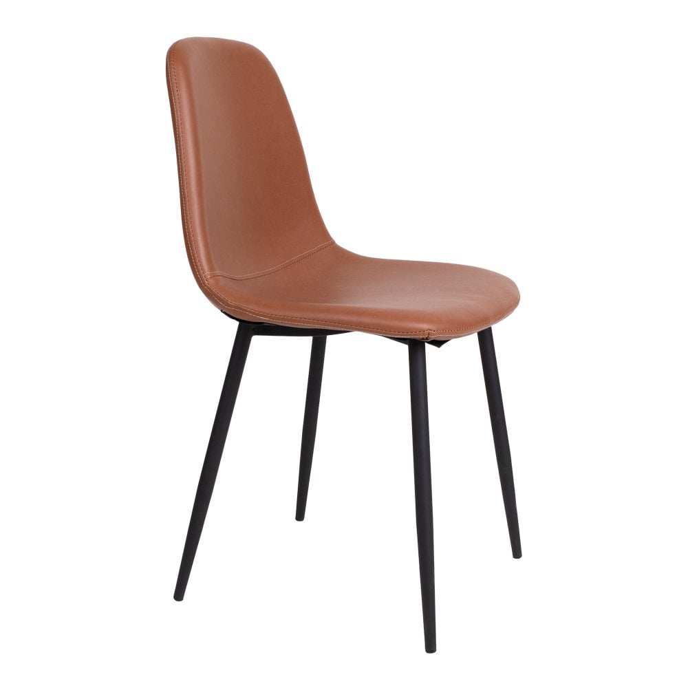 Stockholm Esszimmerstuhl – Braun, PU-Leder, schwarze Metallbeine, 54 x 44 x 88 cm – 2er-Set