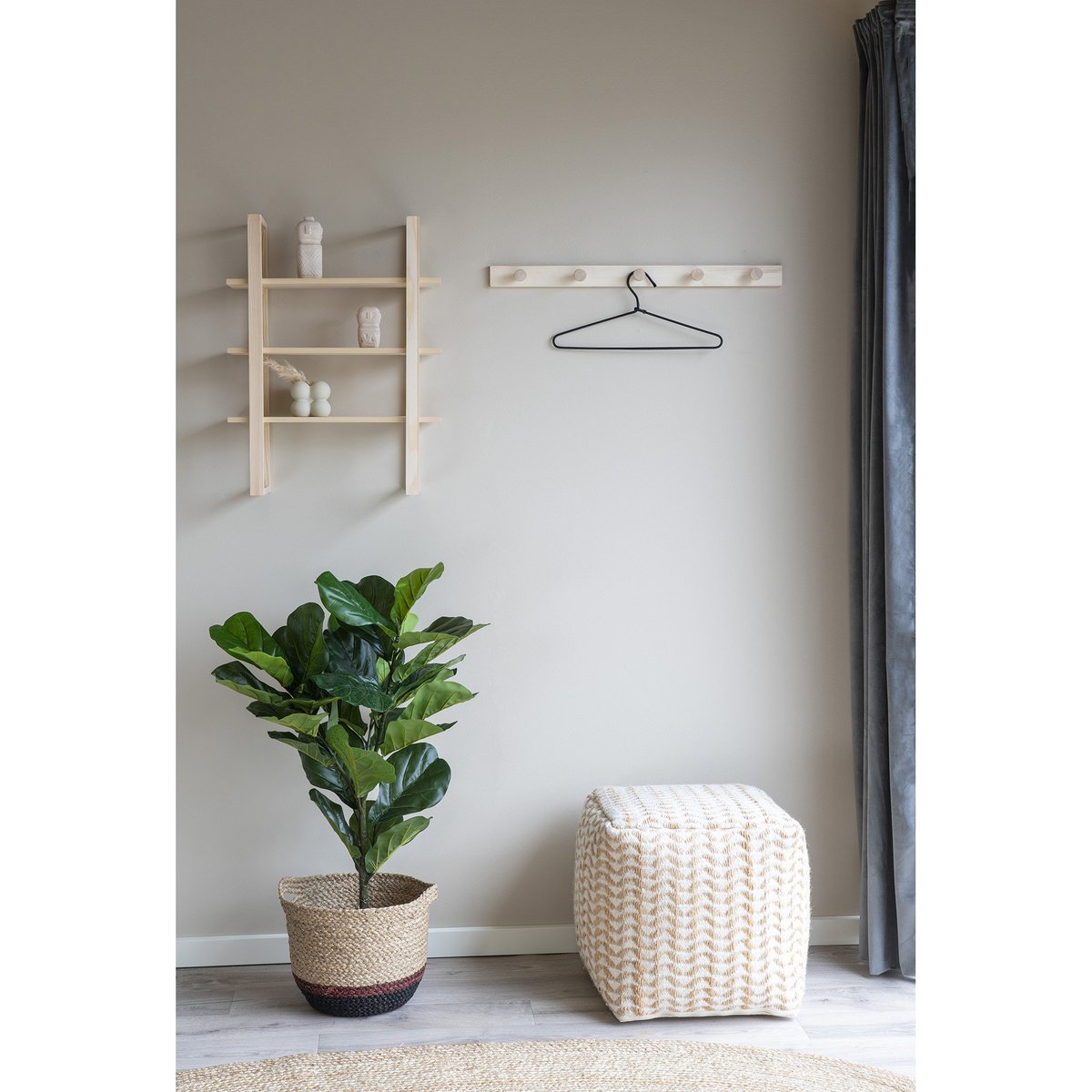 Abano Garderobe - Garderobenständer, Pappel, Natur, L:70 cm
