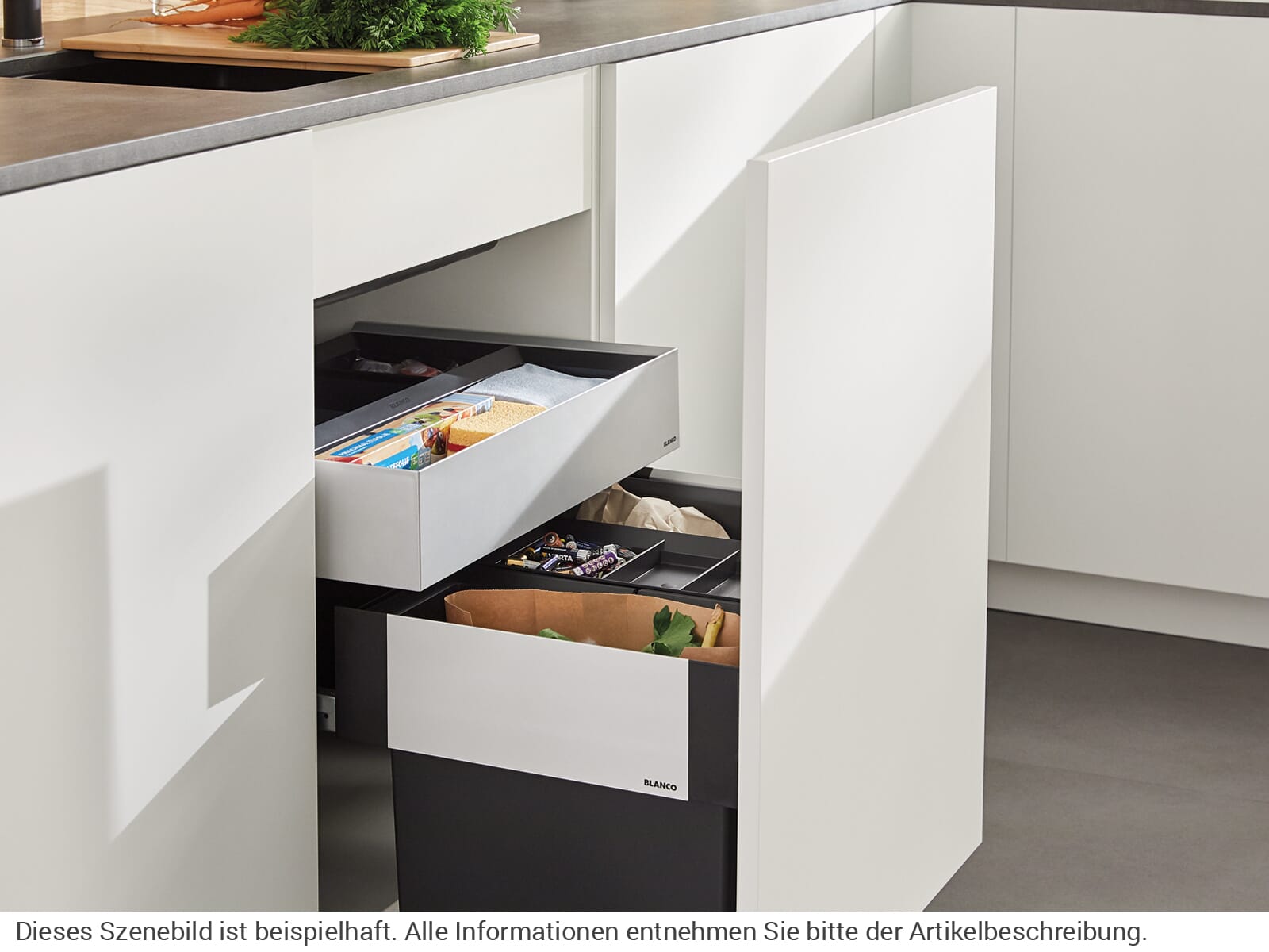 BLANCO Einbaumülleimer Select II 60/3 Orga, 526209, ab 60cm Schrankbreite, Kunststoff, 3x 15 Liter
