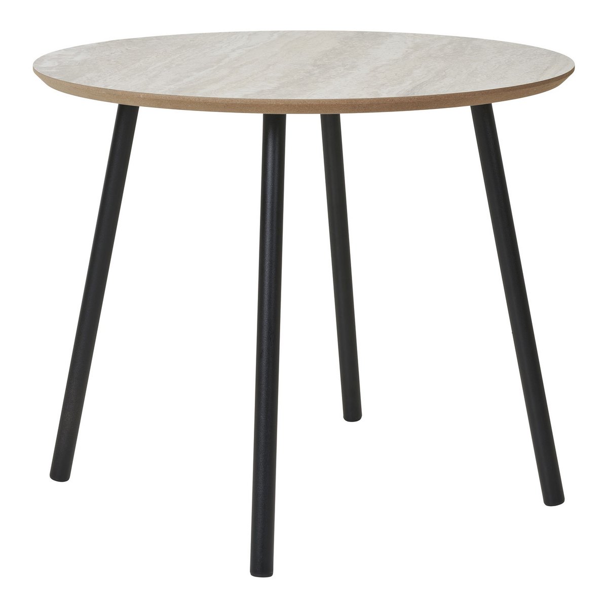 Aalst Couchtisch – Schwarz/Beige, Stahl, MDF, Ø55x45cm