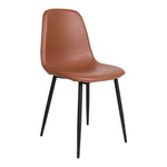Stockholm Esszimmerstuhl – Braun, PU-Leder, schwarze Metallbeine, 54 x 44 x 88 cm – 2er-Set