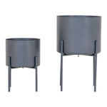 Pavia Blumentöpfe – Grau, Stahl – 2er-Set