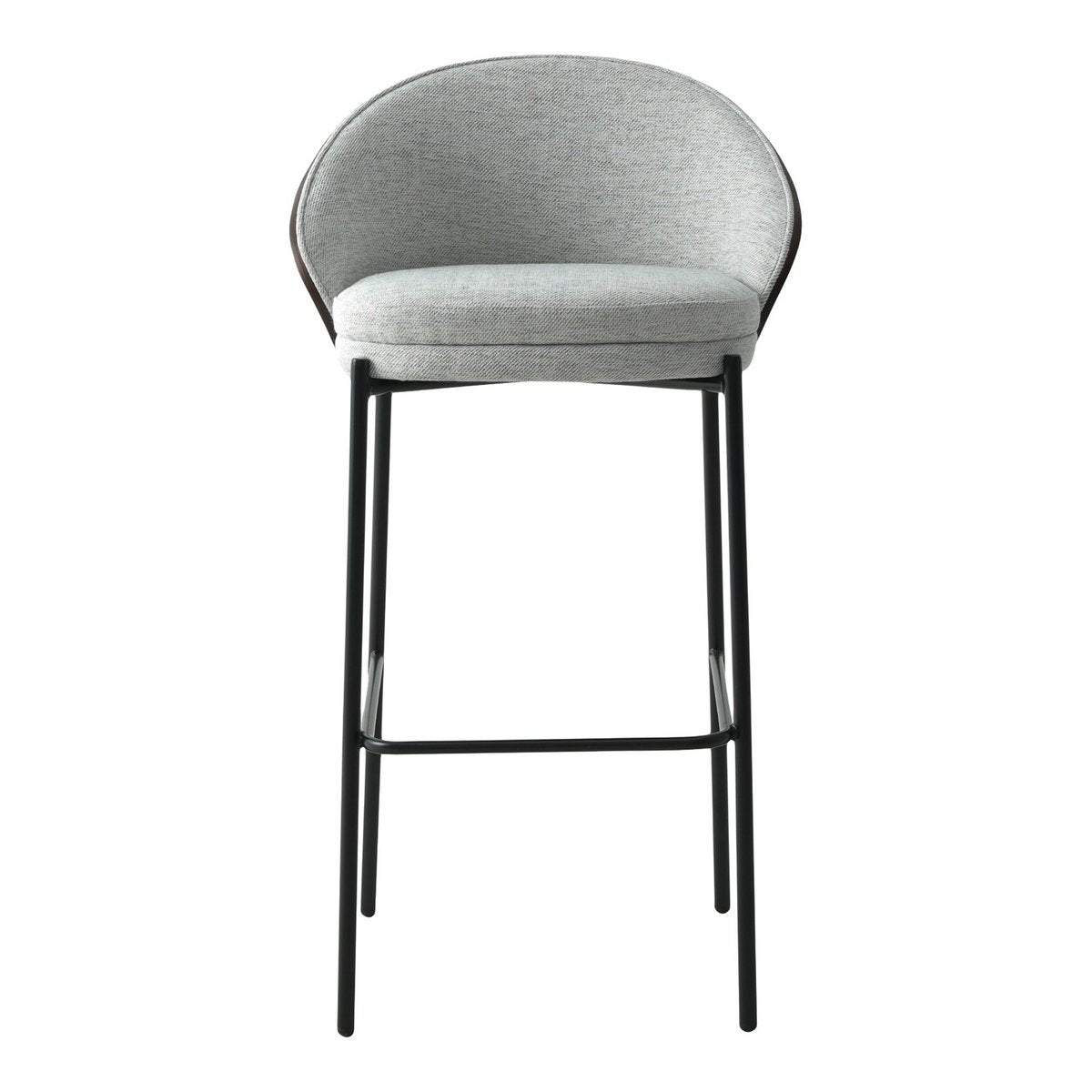 Canelas Barstuhl – Hellgrau/Dunkelbraun, MDF/Polyester/Stahl – 2er-Set