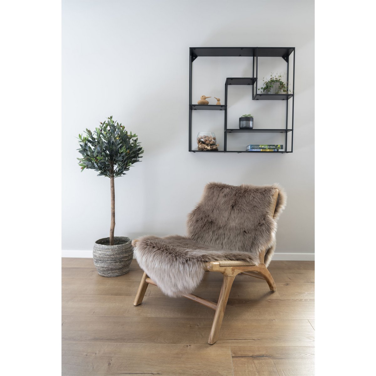 Künstliches Lammfell - Polyester, Hellbraun - 60x180 cm
