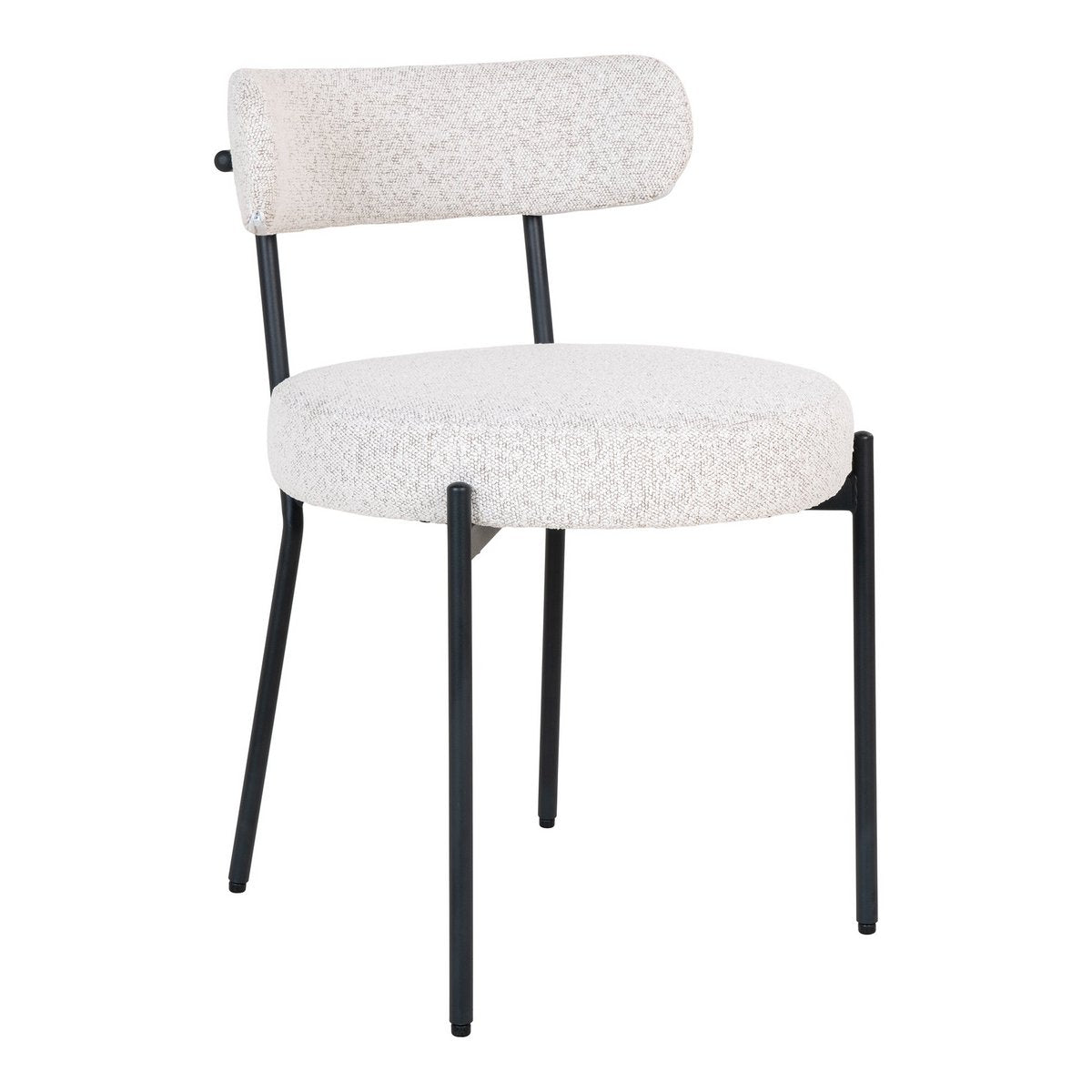 Badalona Esszimmerstuhl – Weißes Bouclé, schwarze Beine – 2er-Set