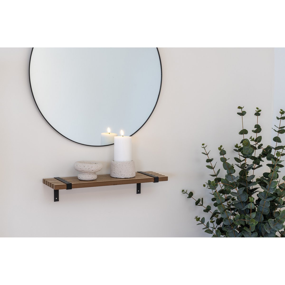 Luxor -Wandregal - Natural/Schwarz, MDF/Asche -Furnier/Metall, 50x15x10 cm