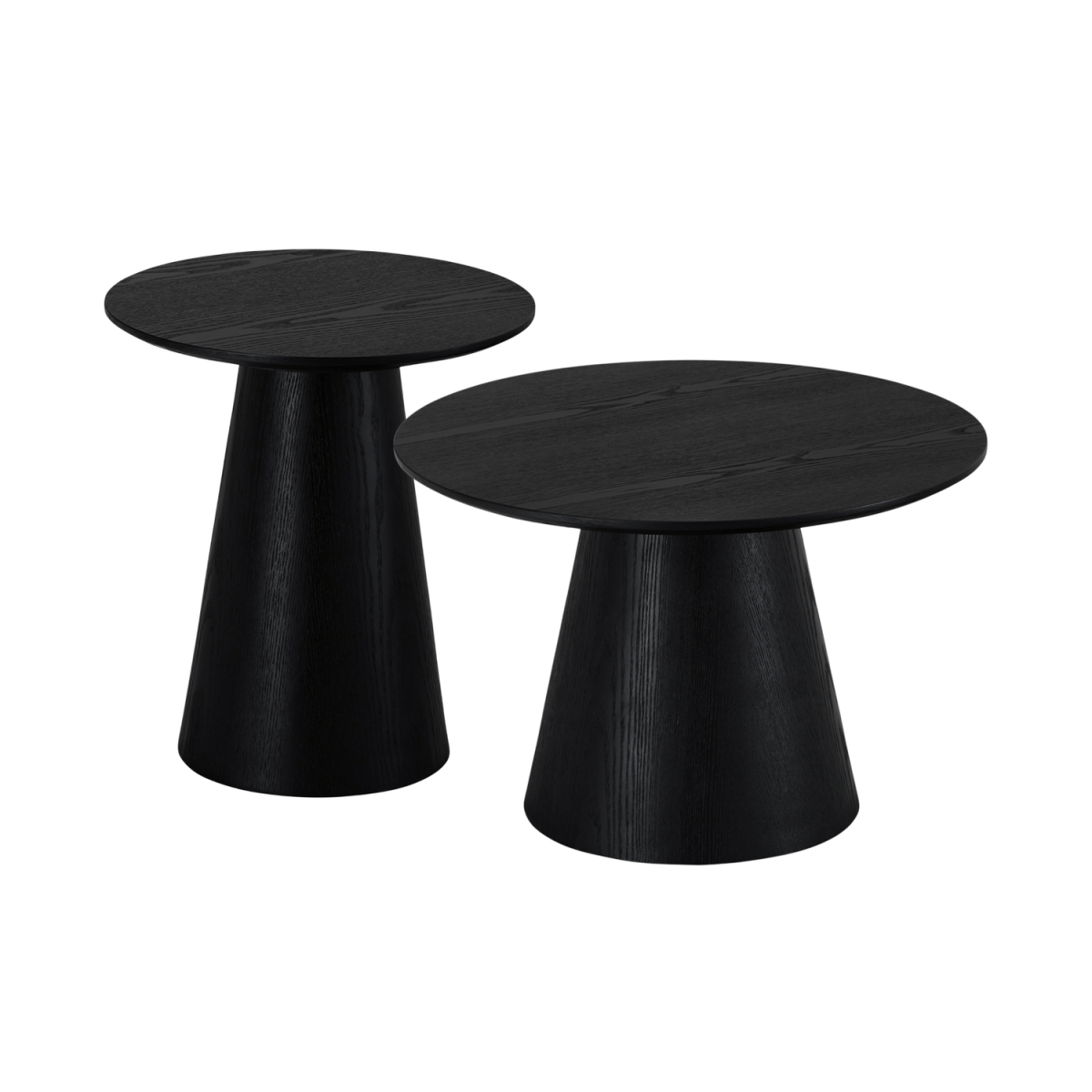 Couchtisch 2er Set ø45/60 cm - Eiche Schwarz