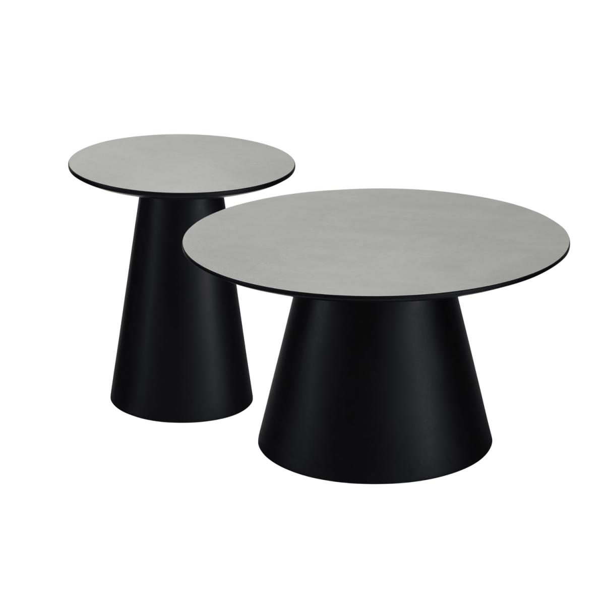 Couchtisch 2er Set ø45/80 cm - Marmoroptik Hellgrau